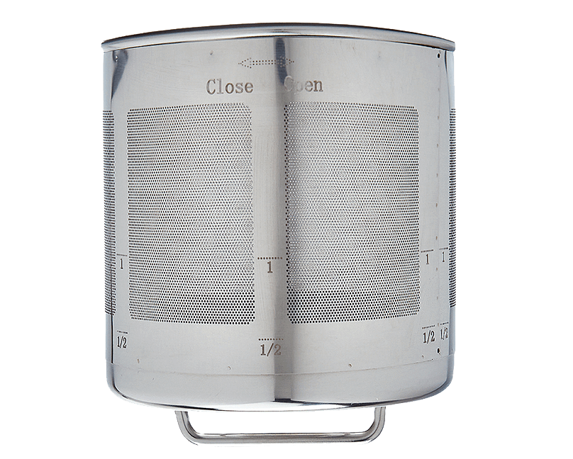 stainless steel filter basket for Mykly machine with measurement indicators